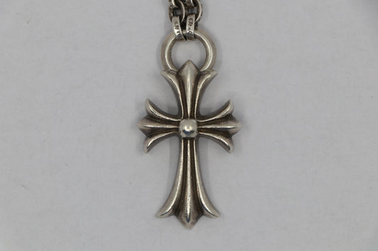 Chrome Hearts Small Cross Pendant on 24” Paper Chain Sterling Silver | AVNTGRDNY NYC
