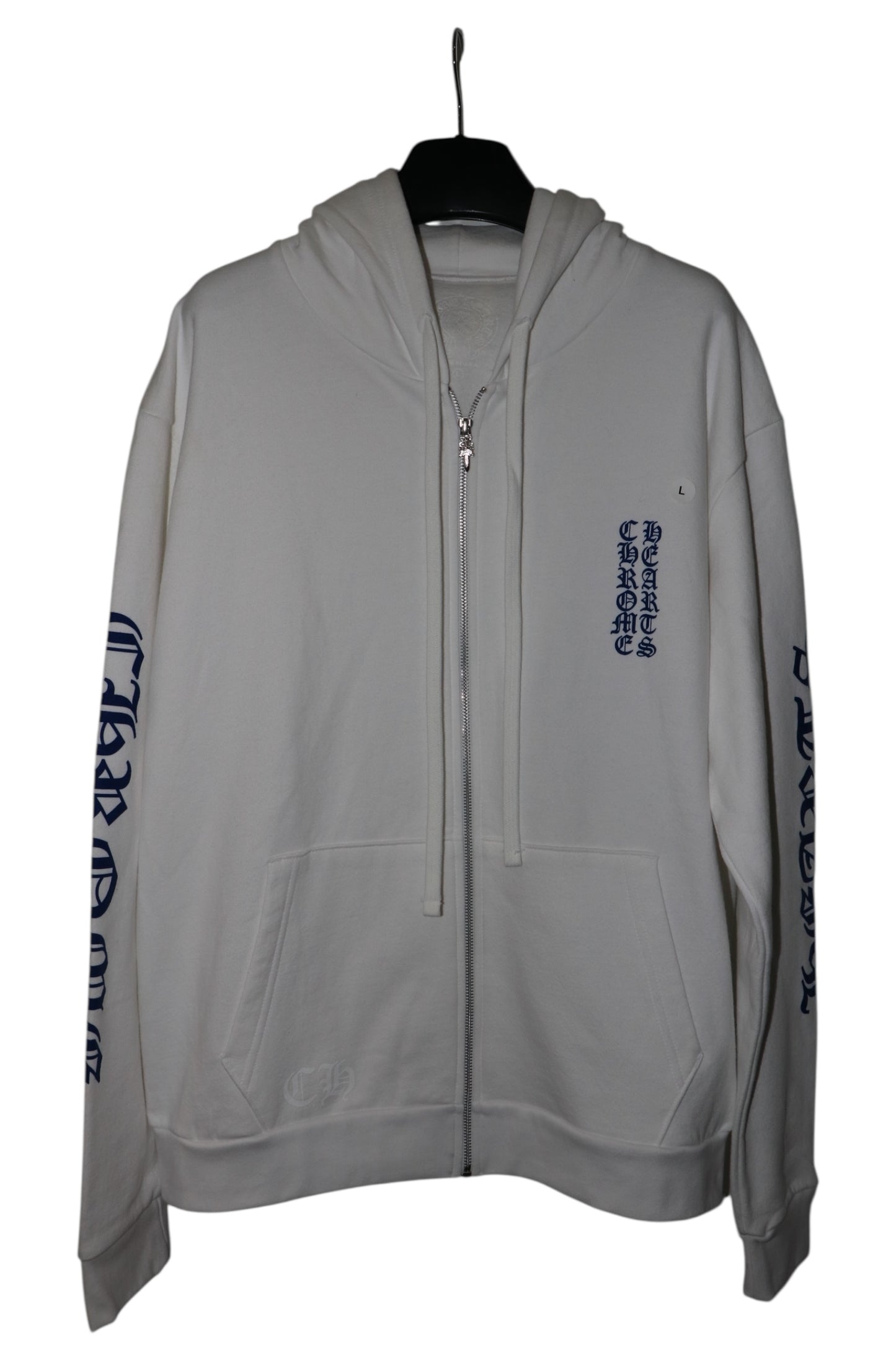 Chrome Hearts Eye Chart Logo Zip Up Hoodie White Size L