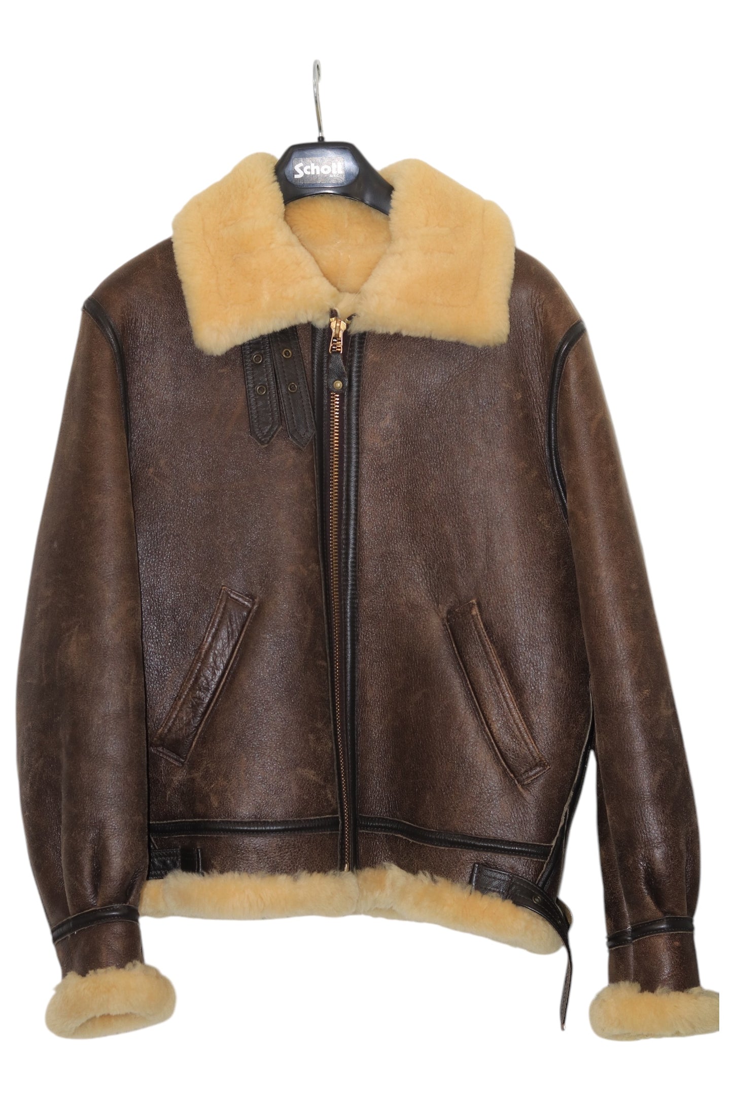 Schott Classic B-3 Sheepskin Leather Bomber Jacket Size 40