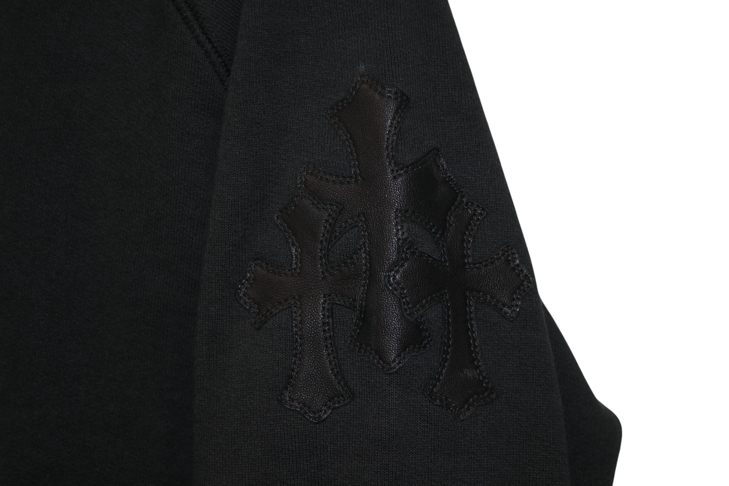 Chrome Hearts Paper Jam Crewneck Black Size XL Leather Patch Sleeve | AVNTGRDNY NYC