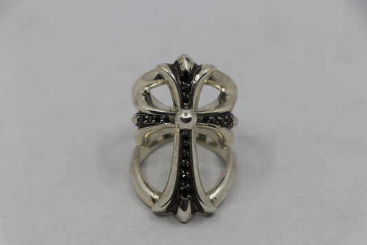 Chrome Hearts Infinity Ring Silver with Pavé Black Diamonds Size 10 New | AVNTGRDNY NYC