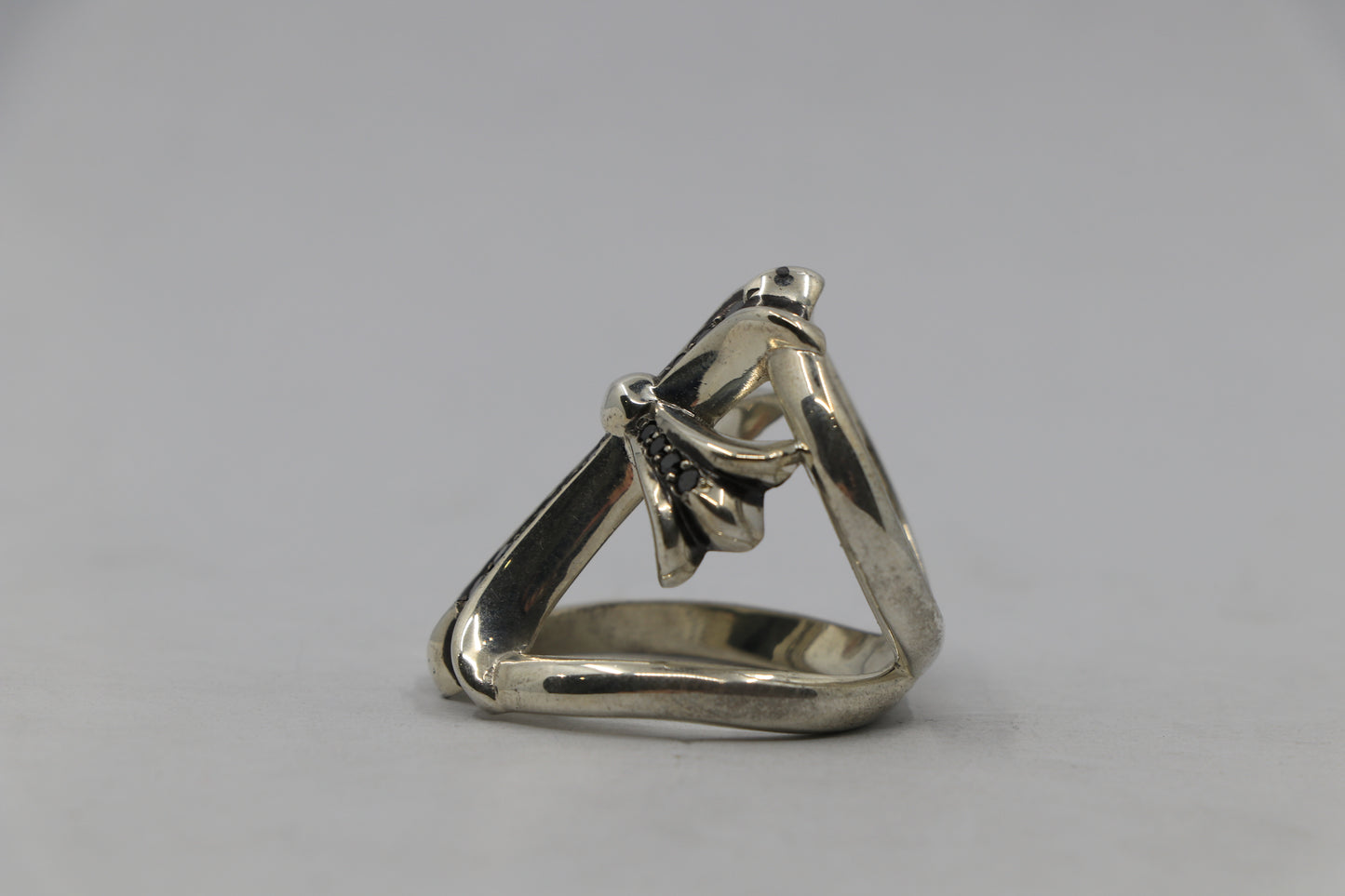 Chrome Hearts Infinity Ring Silver with Pavé Black Diamonds Size 10 New | AVNTGRDNY NYC