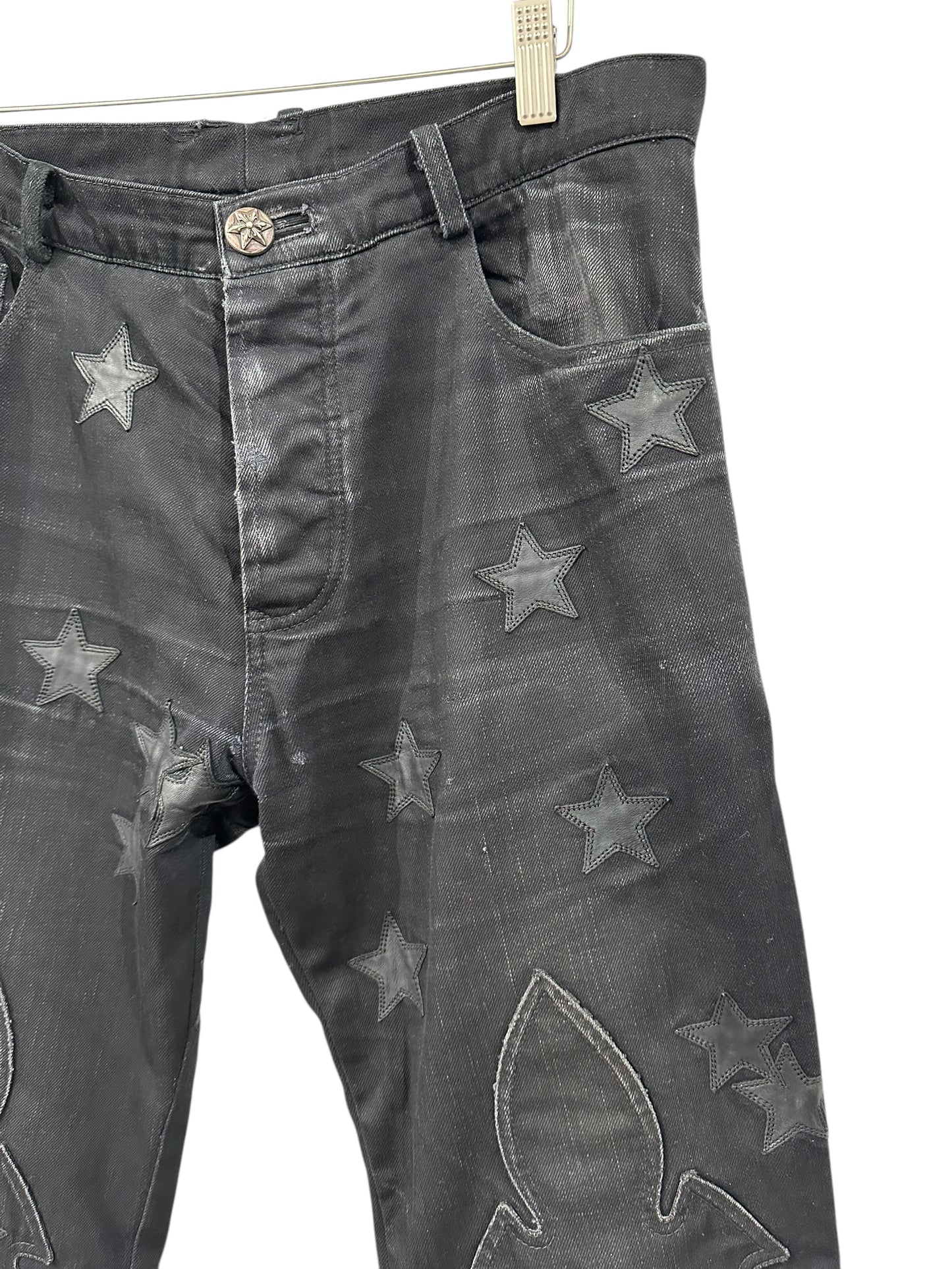 Chrome Hearts Fleur Knee Star Patch Jeans Size 33