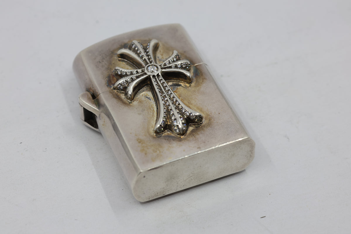 Chrome Hearts Cross Lighter with Natural Pavé Diamonds Aftermarket Set | AVNTGRDNY NYC