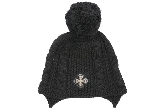 Chrome Hearts 3rd Eye Filigree Cross Beanie Black Leather Patch | AVNTGRDNY NYC