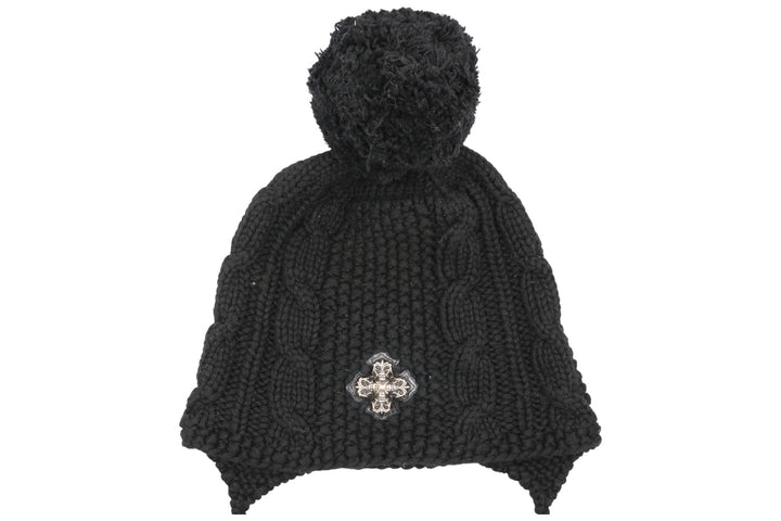 Chrome Hearts 3rd Eye Filigree Cross Beanie Black Leather Patch | AVNTGRDNY NYC