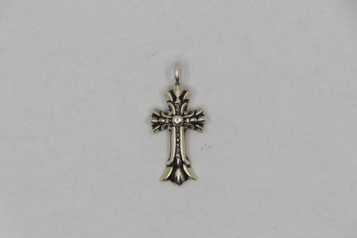 Chrome Hearts Double Cross Charm Pave Diamond Sterling Silver New | AVNTGRDNY NYC