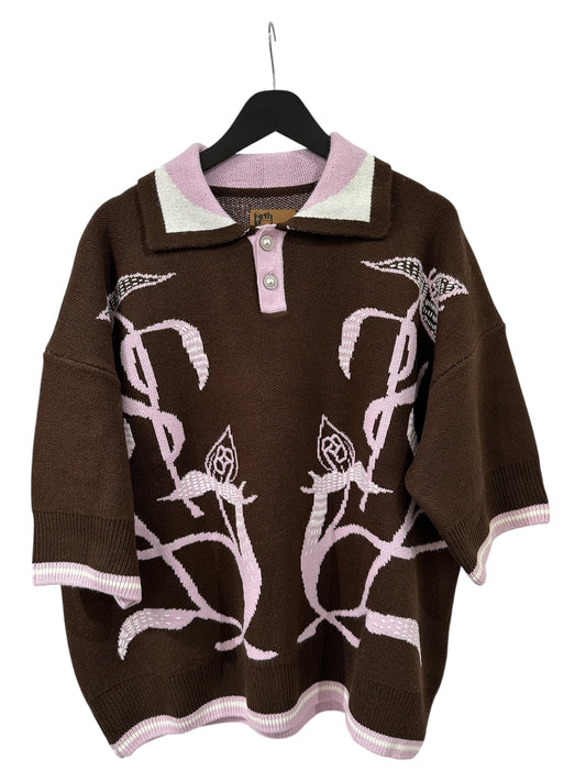 Birth of a royal child Iris Flower Knitted Polo Shirt Size M