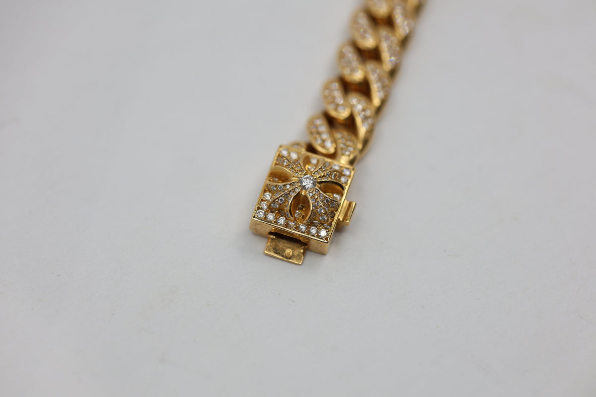 Chrome Hearts 22K Gold CH X Box ID Classic Link Bracelet Pavé Diamonds 20 Link