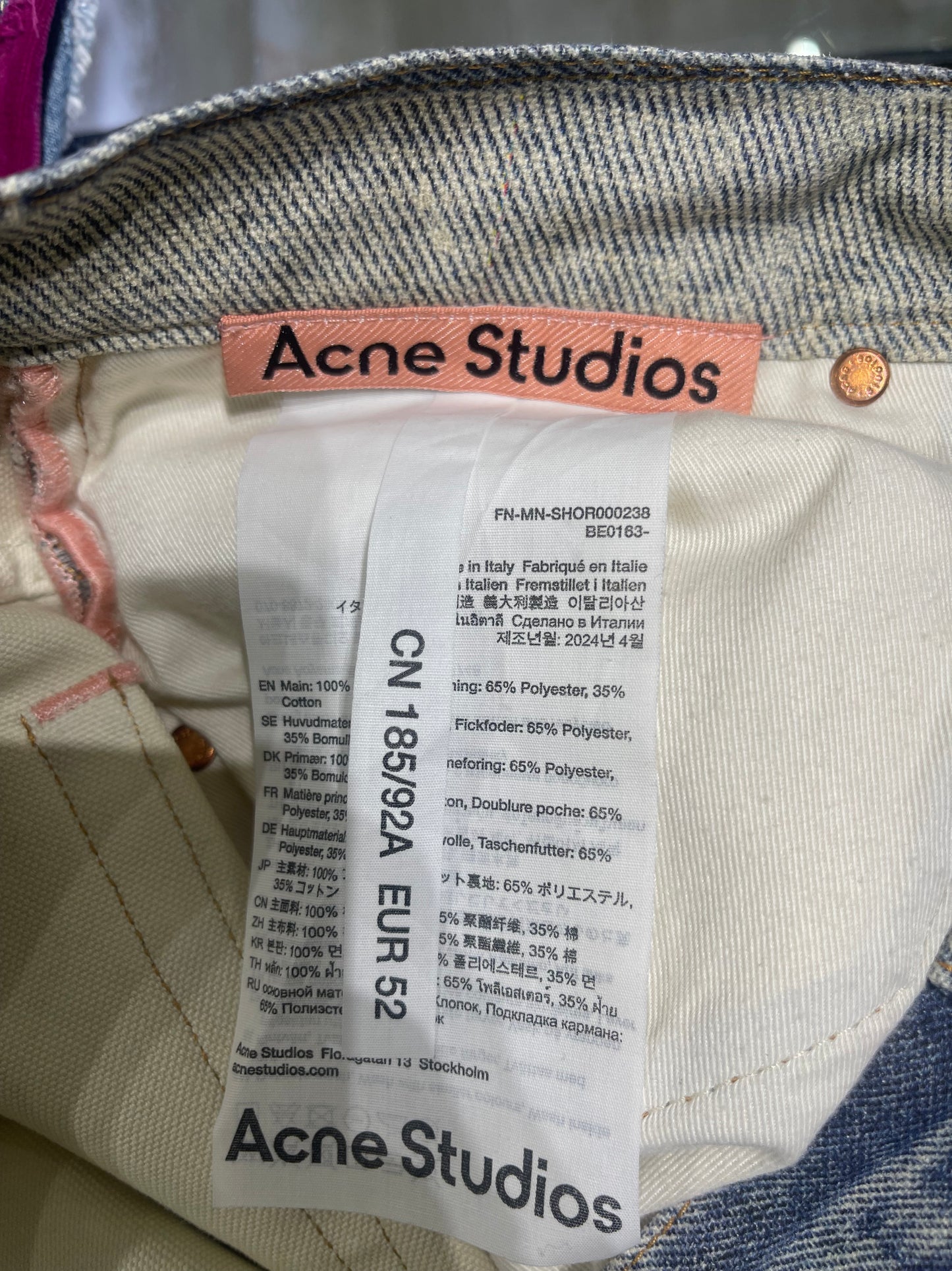 Acne Studios Trompe Baggy Fit Shorts Size 52