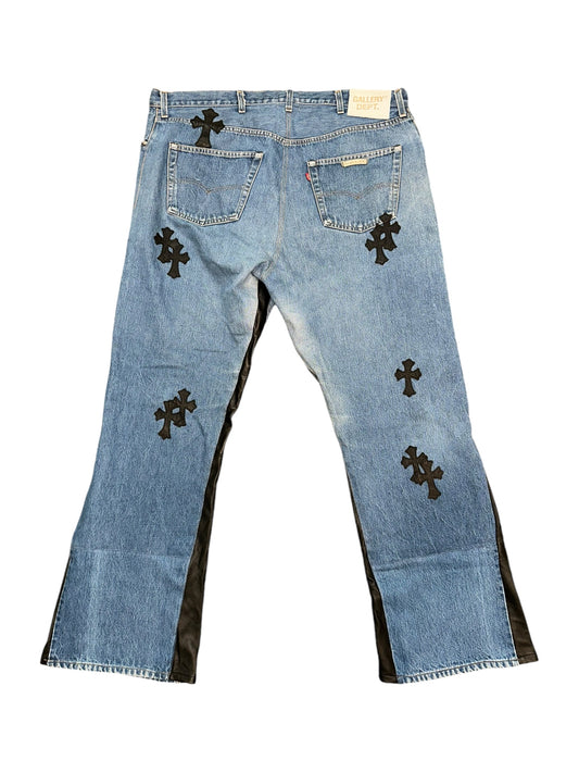 Chrome Hearts x Gallery Dept. Leather Flared Levi’s Jeans 42x34