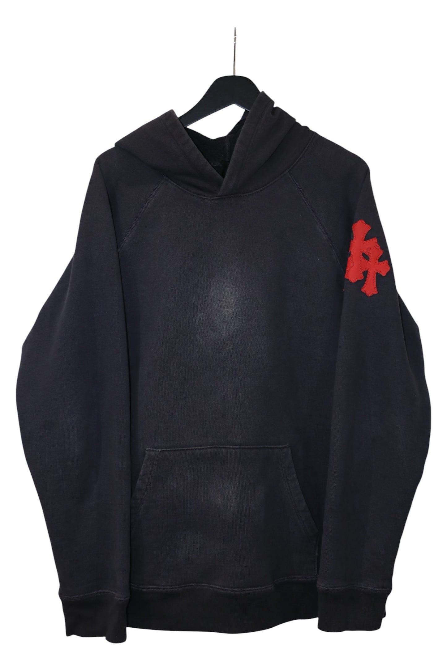 Chrome Hearts Paper Jam Hoodie Navy XL Cotton Leather Cross Patch | AVNTGRDNY NYC