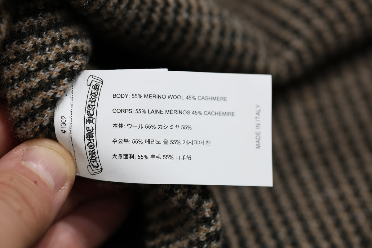 Chrome Hearts Cashmere Blend Plaid V-Neck Sweater Size M New | AVNTGRDNY NYC