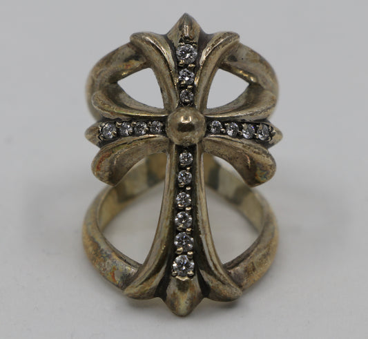 Chrome Hearts Silver Infinity Ring with Pave Diamonds Size 10 | AVNTGRDNY NYC