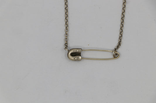 Chrome Hearts Safety Pin Necklace Silver on 20” Roll Chain | AVNTGRDNY NYC