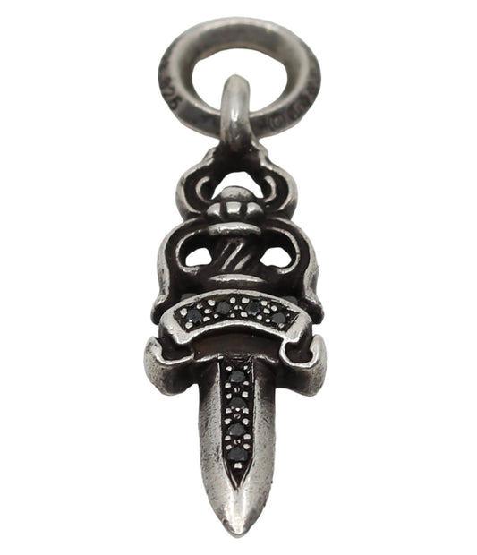 Chrome Hearts Dagger Pendant Black Pave Diamond .925 Sterling Silver