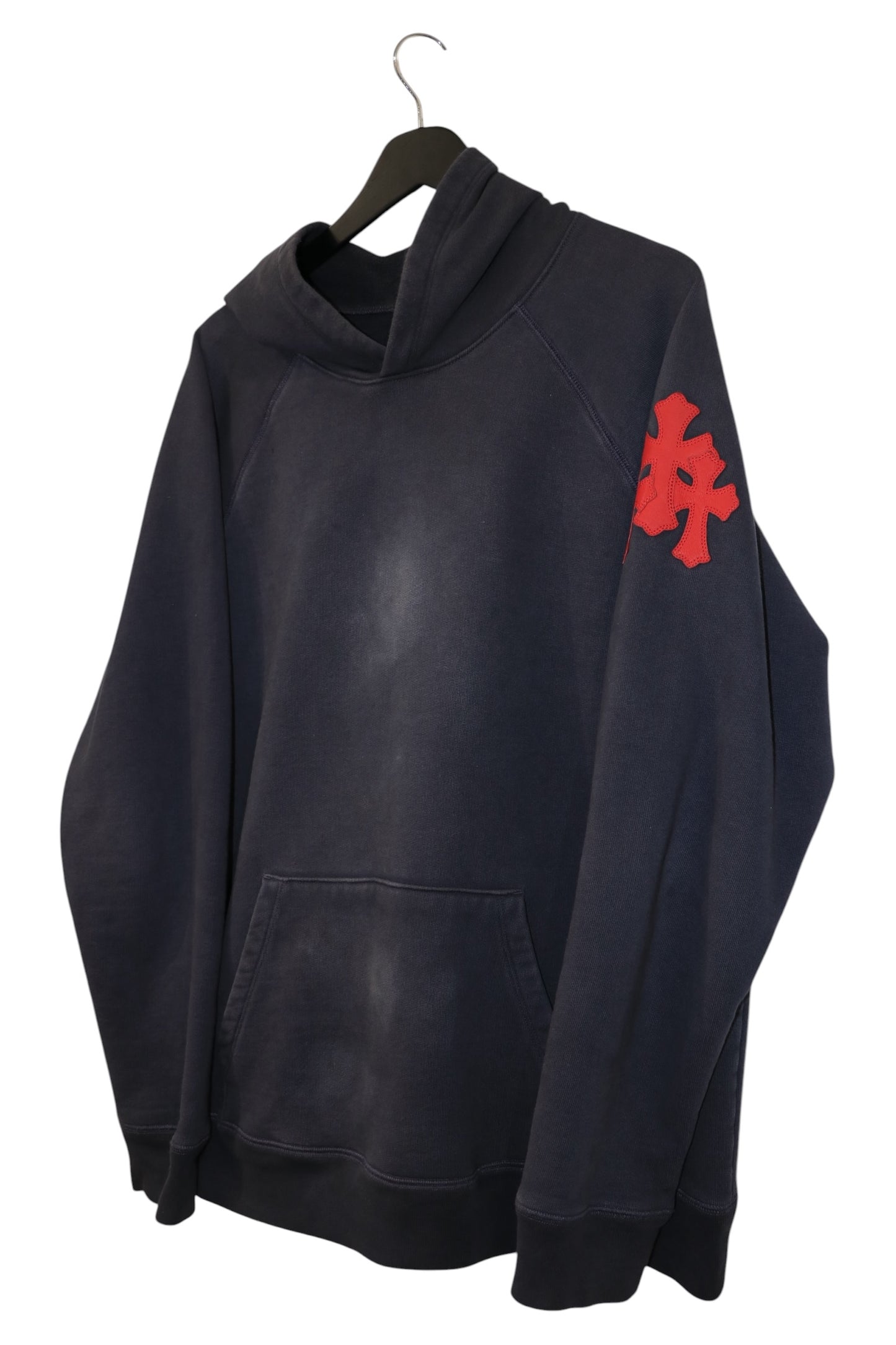 Chrome Hearts Paper Jam Hoodie Navy XL Cotton Leather Cross Patch | AVNTGRDNY NYC