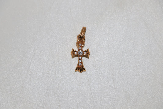 Chrome Hearts 22K Gold Pave Diamond Baby Fat Pendant