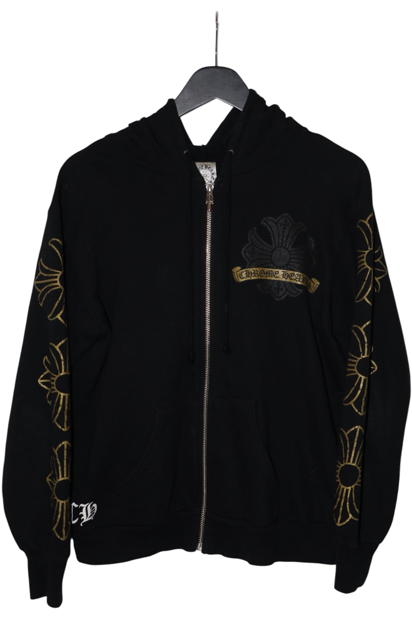 Chrome Hearts Vintage Gold Cross Cemetery Zip Up Hoodie Black Size Small Early 2000s | AVNTGRDNY NYC