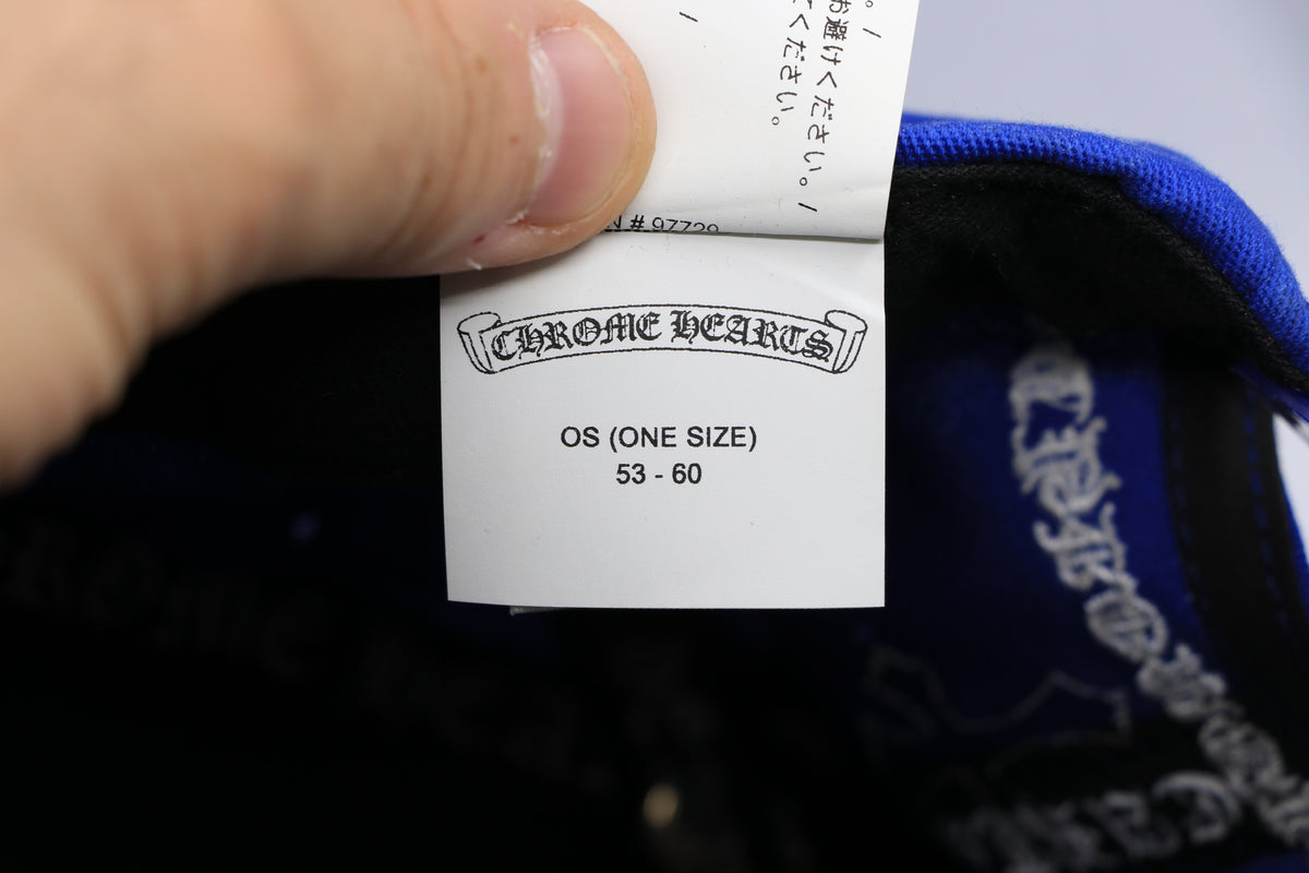 Chrome Hearts CH Logo Leather Patch Snapback Hat Blue | AVNTGRDNY NYC