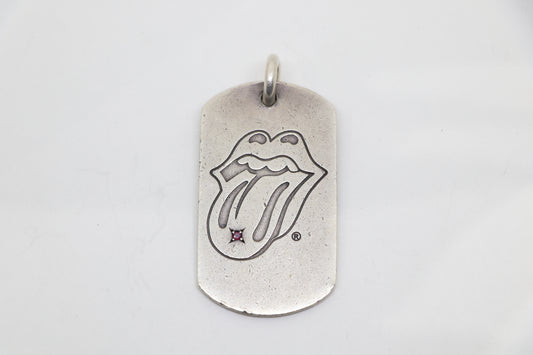 Chrome Hearts Rolling Stones Dog Tag Pendant with Ruby Sterling Silver | AVNTGRDNY NYC