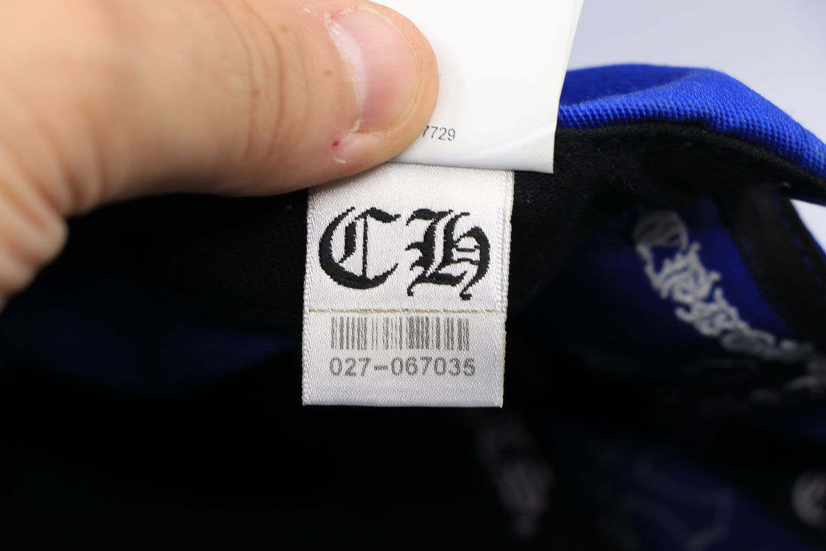 Chrome Hearts CH Logo Leather Patch Snapback Hat Blue | AVNTGRDNY NYC