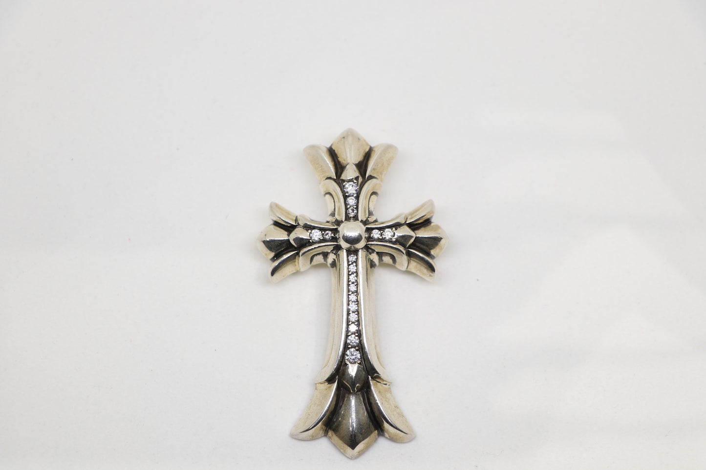 Chrome Hearts Large Double Cross Pendant Silver with Diamonds | AVNTGRDNY NYC