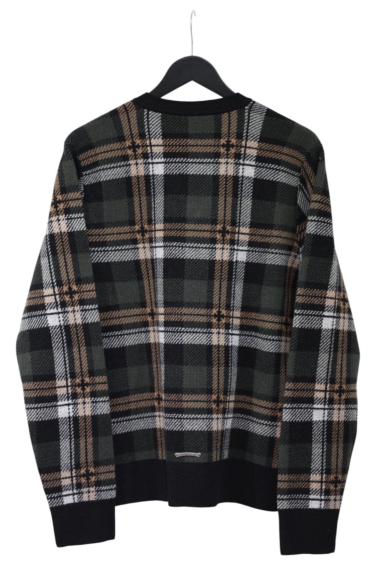 Chrome Hearts Cashmere Blend Plaid V-Neck Sweater Size M New | AVNTGRDNY NYC
