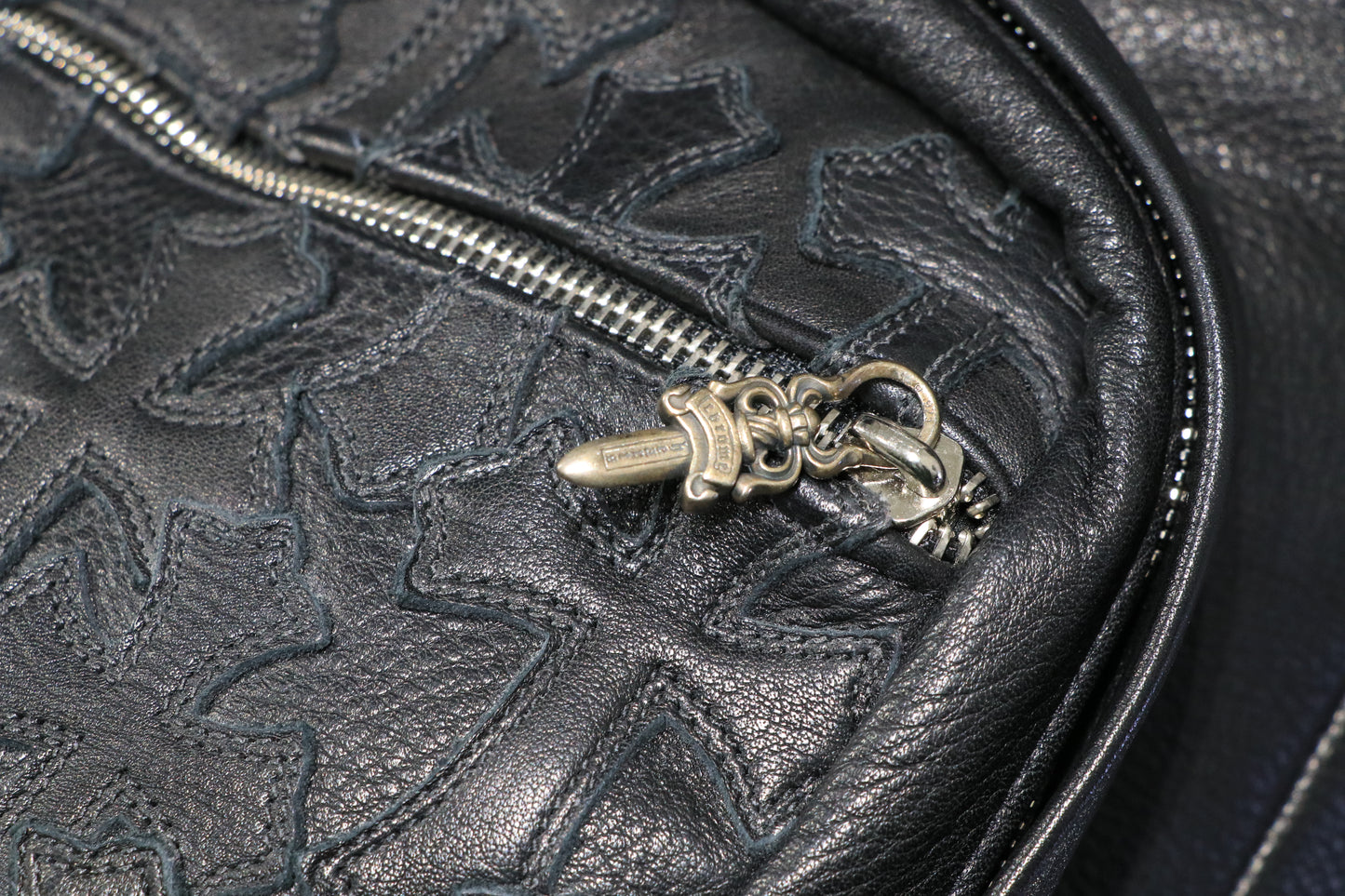 Chrome Hearts 7th Grade Black Leather Backpack Flooded Cross Patch | AVNTGRDNY NYC