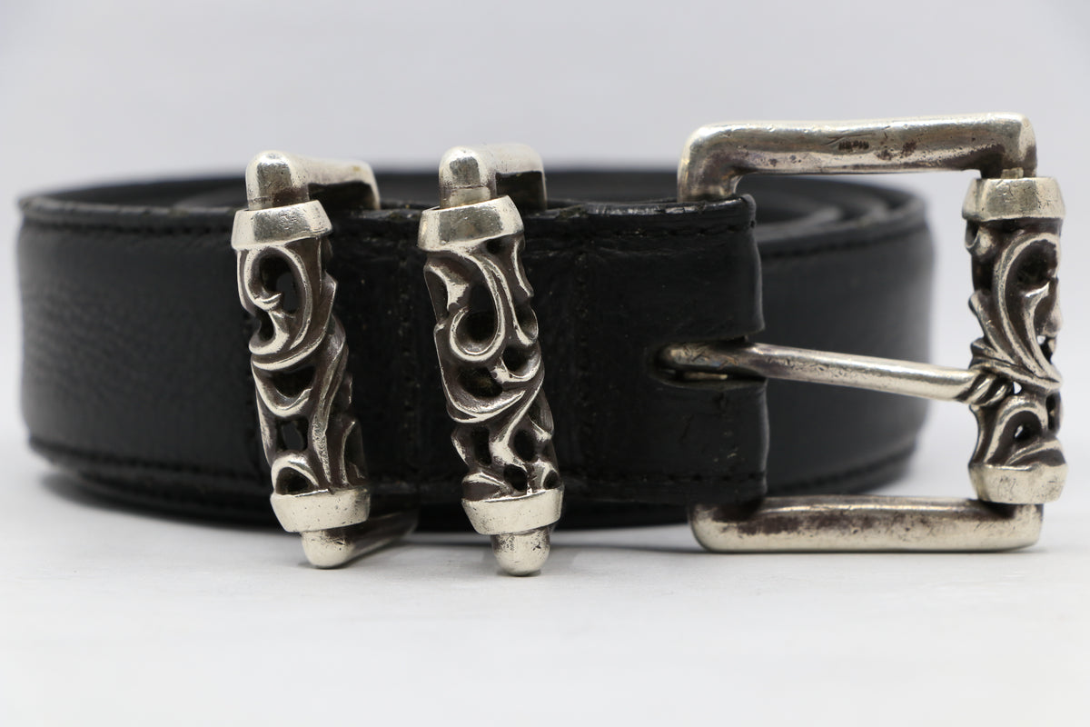 Chrome Hearts Double Roller Belt Black Leather Size 36| AVNTGRDNY NYC