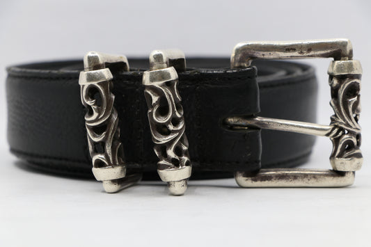 Chrome Hearts Double Roller Belt Black Leather Size 36| AVNTGRDNY NYC