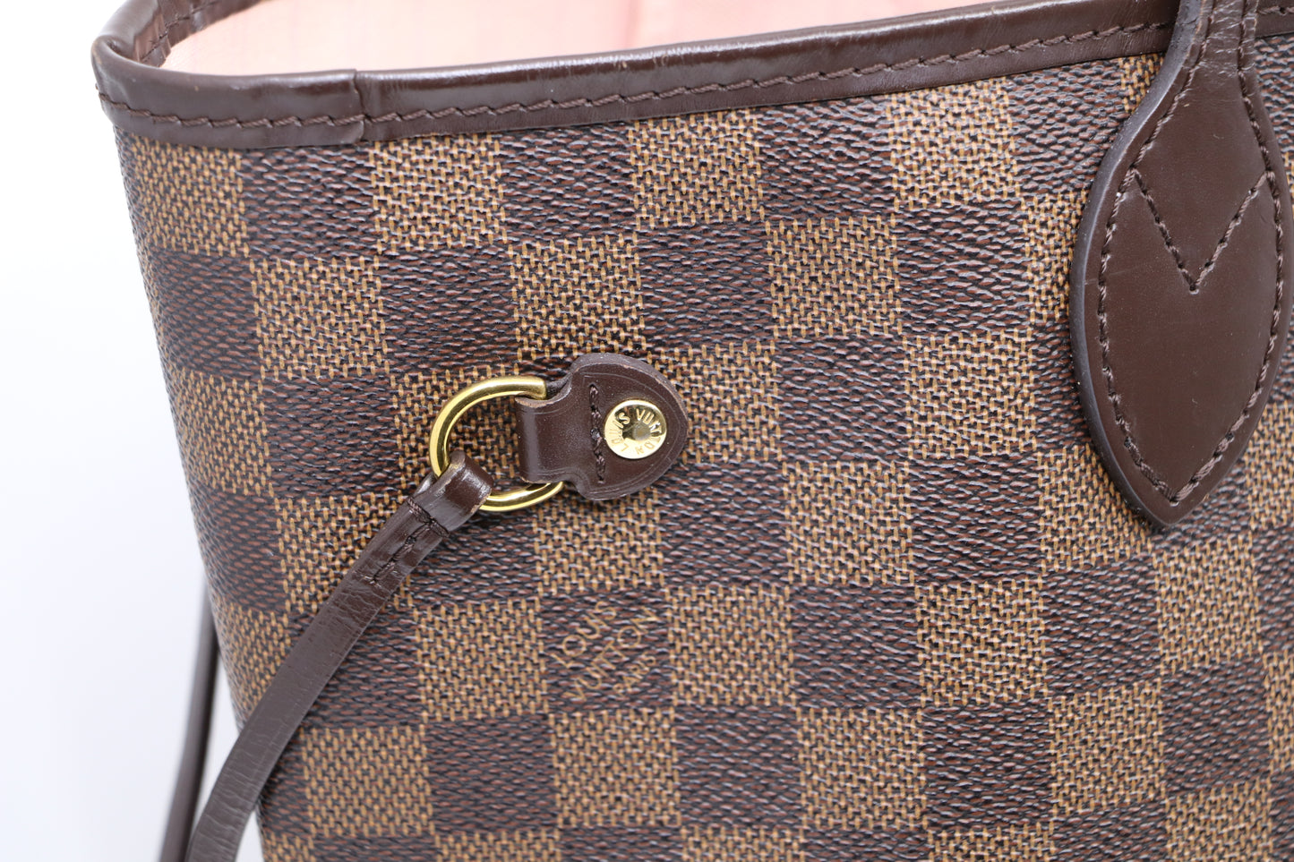 Louis Vuitton Neverfull MM Damier Ebene Rose Ballerine Bag