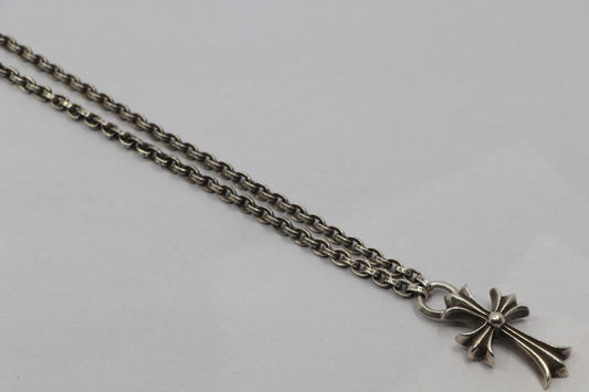 Chrome Hearts Small Cross Pendant on 24” Paper Chain Sterling Silver | AVNTGRDNY NYC