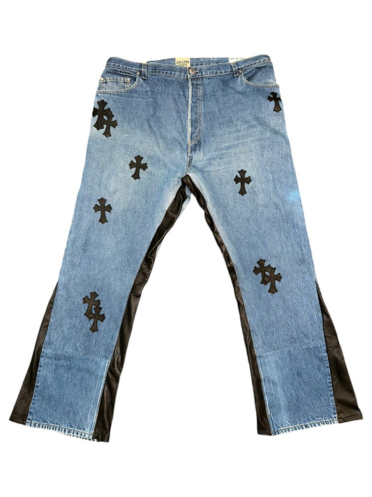 Chrome Hearts x Gallery Dept. Leather Flared Levi’s Jeans 42x34