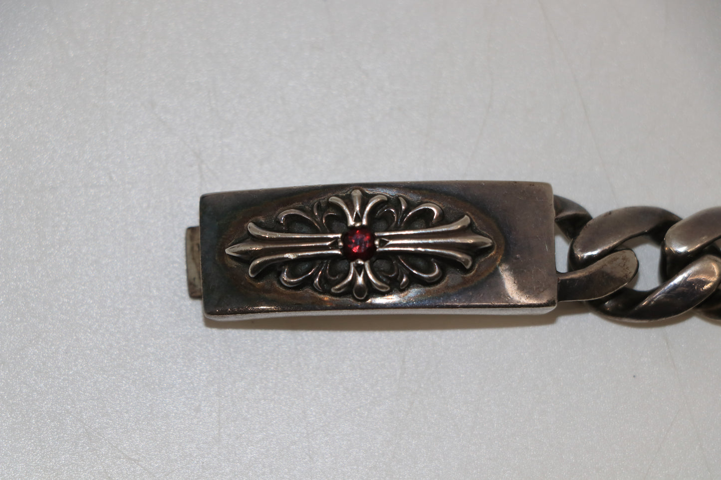 Chrome Hearts Ruby Floral ID Classic Link Bracelet 10 Links