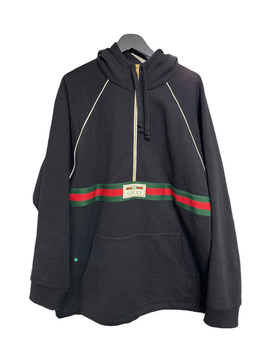 Gucci Webstripe Cotton Half Zip Hoodie Size XL