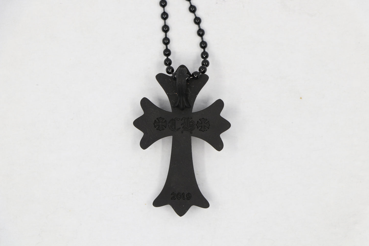 Chrome Hearts Silichrome Tiny Cross Black with Black Ball Chain | AVNTGRDNY NYC