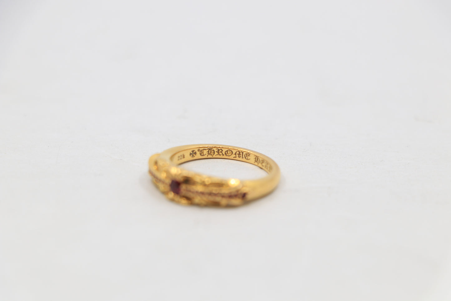 Chrome Hearts 22K Baby Floral Ring Pavé Rubies Size 7| AVNTGRDNY NYC