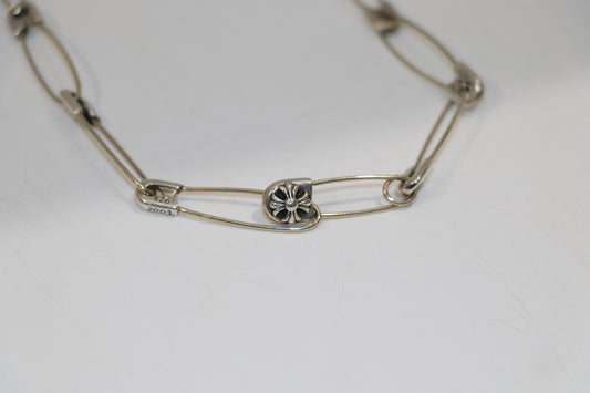 Chrome Hearts Safety Pin Necklace .925 Sterling Silver 17 Links