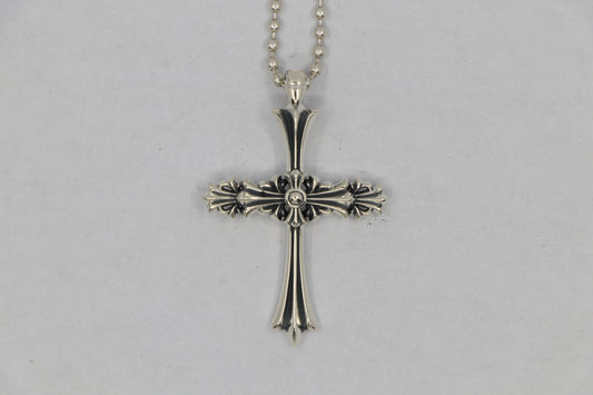 Lone Ones Chrome Cross Small Sterling Silver Pendant New | AVNTGRDNY NYC