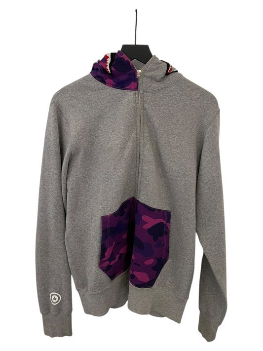 Bape Shark Zip Up Hoodie Grey/Purple Size L