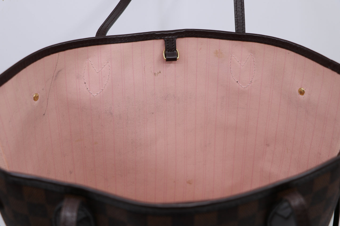 Louis Vuitton Neverfull MM Damier Ebene Rose Ballerine Bag