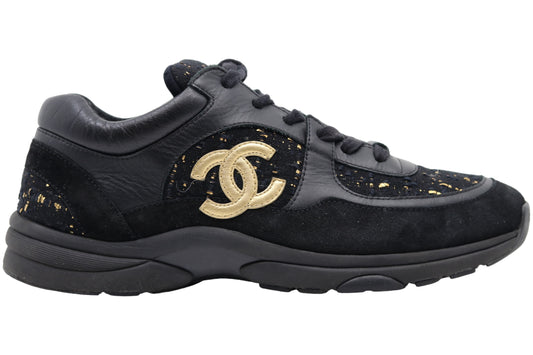 Chanel CC Low Top Trainer Suede Tweed Size 43