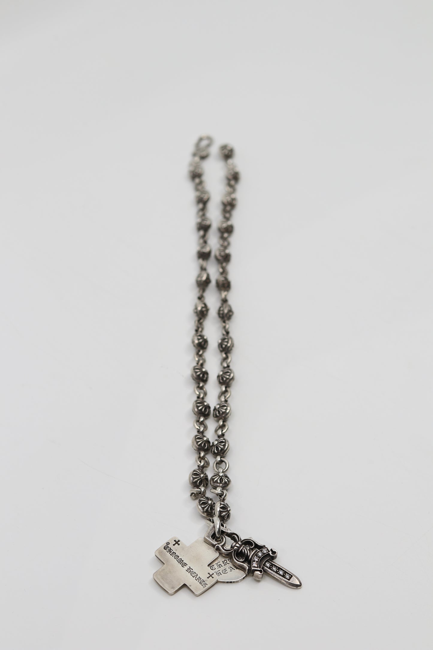 Chrome Hearts Cross Ball Chain with Multi Pendants Diamond Dagger, Cross, and Spade