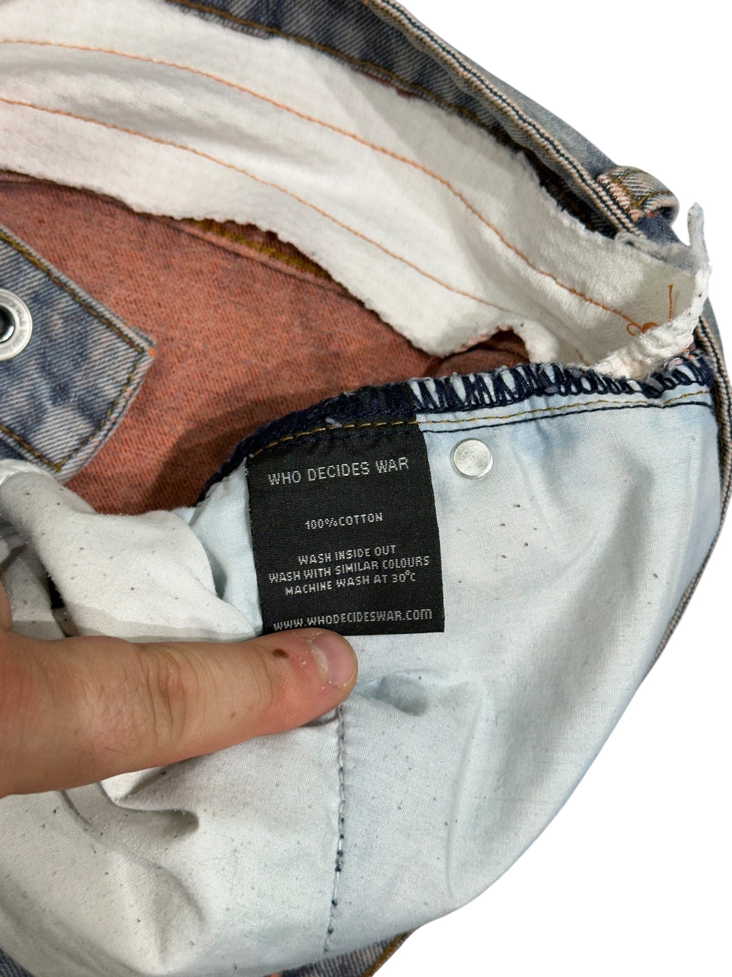 Who Decides War Orange Fusion Denim Jeans Size 30