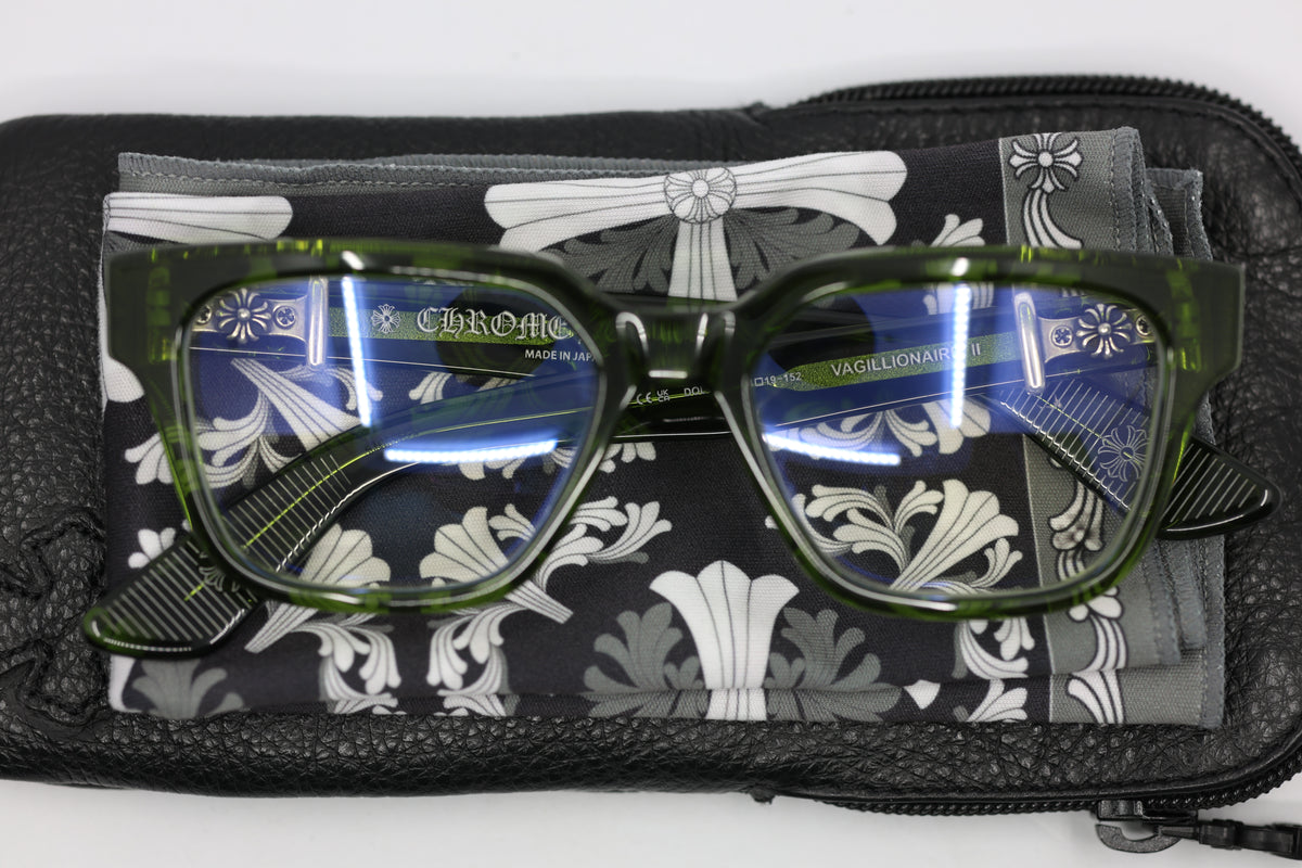 Chrome Hearts Vagillionaire Glasses Green New with Case & Cloth | AVNTGRDNY NYC