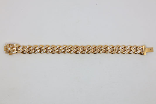 Chrome Hearts 22K Gold CH X Box ID Classic Link Bracelet Pavé Diamonds 20 Link | AVNTGRDNY NYC