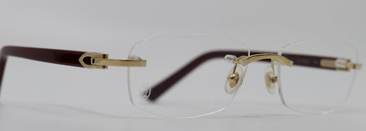 Cartier C Decor Enamel Frame Glasses Burgundy Gold (Clear Lenses)