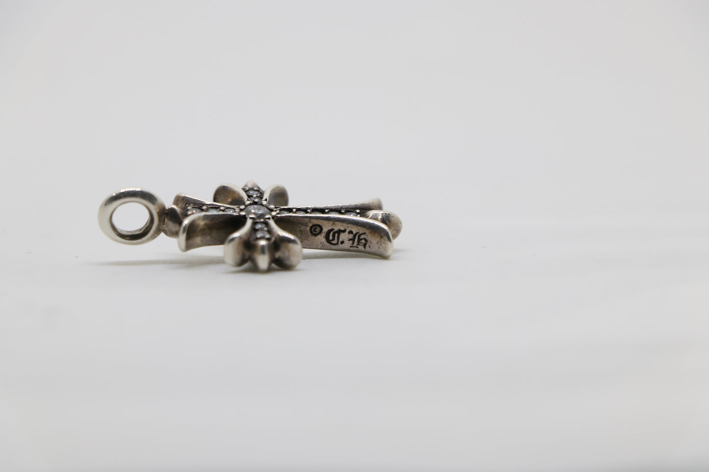Chrome Hearts Tiny Fat Cross Pendant Pave Diamonds Sterling Silver | AVNTGRDNY NYC