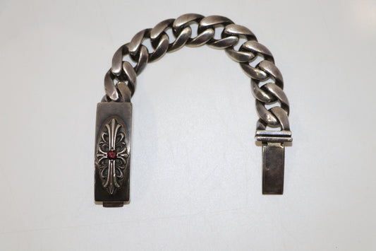 Chrome Hearts Ruby Floral ID Classic Link Bracelet 10 Links
